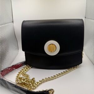 Black Leather Chain Shoulder Bag